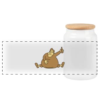 Fat Drunken Man - Panoramic Cookie Jar with Wooden Lid - white - Front