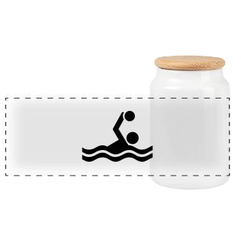 Water polo - Panoramic Cookie Jar with Wooden Lid - white - Front