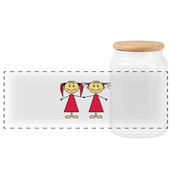 Best Friends Girls - Boîte à biscuits avec couvercle en bois - blanc - Devant