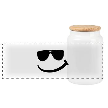 cool_smily_f1 - Panoramic Cookie Jar with Wooden Lid - white - Front