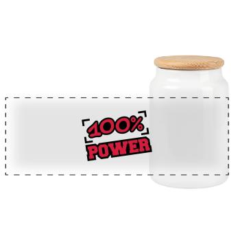 100 Procent Power - Boîte à biscuits avec couvercle en bois - blanc - Devant