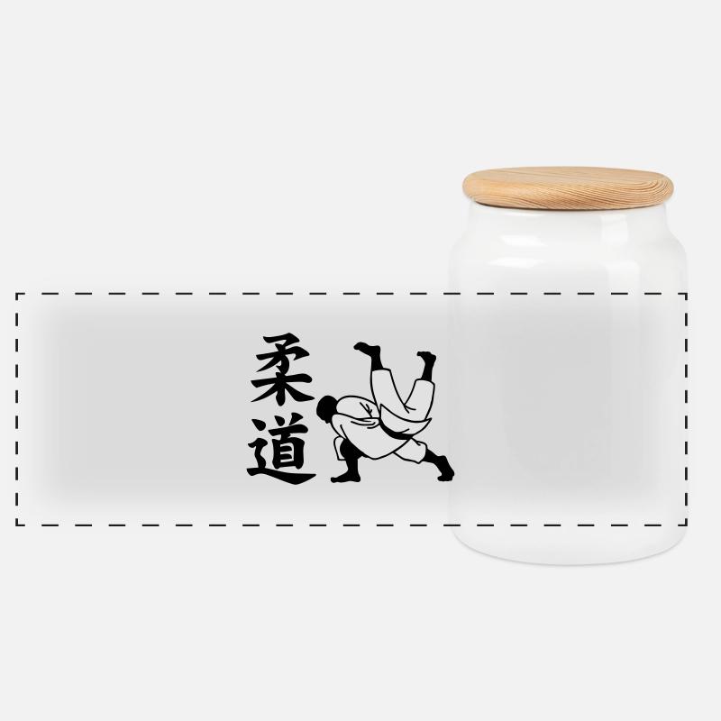 judo - Panorama Keksdose mit Holzdeckel - Weiß