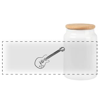 E-Gitarre - Panorama Keksdose mit Holzdeckel - Weiß - Vorne
