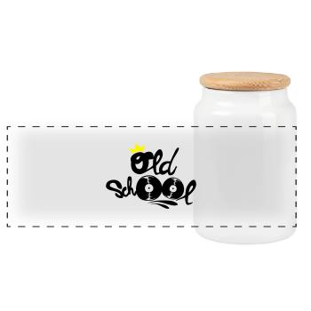 Old school - Panoramic Cookie Jar with Wooden Lid - white - Front
