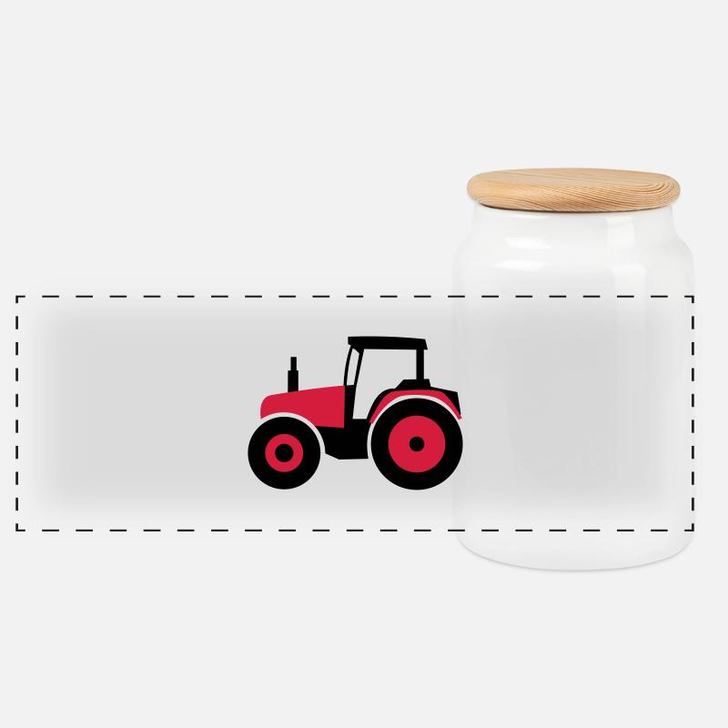 Traktor | Tractor - Panorama Keksdose mit Holzdeckel - Weiß