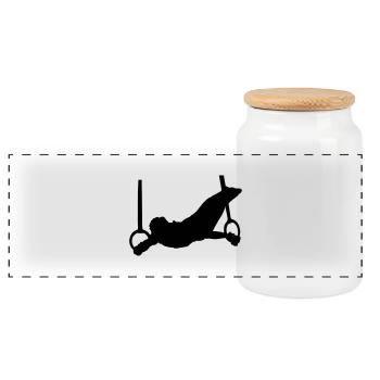 gymnast gymnast - Panoramic Cookie Jar with Wooden Lid - white - Front