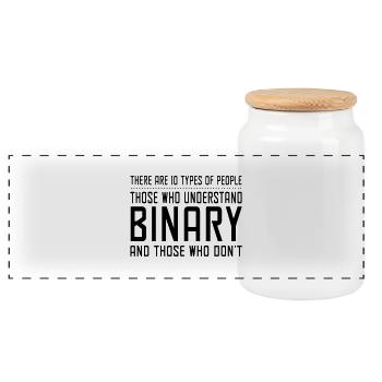 10 Types of People. Those who understand binary - Panoramic Cookie Jar with Wooden Lid - white - Front