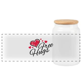 free_hugs_di2 - Panorama Keksdose mit Holzdeckel - Weiß - Vorne