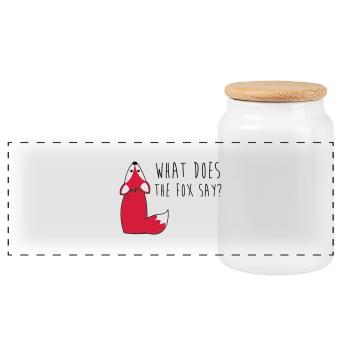 What does the fox say? - Panoramic Cookie Jar with Wooden Lid - white - Front