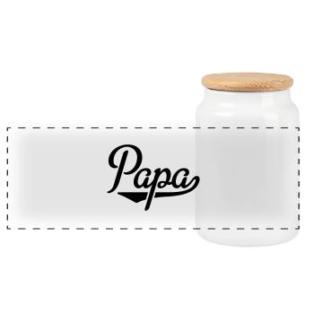 papa - Boîte à biscuits avec couvercle en bois - blanc - Devant
