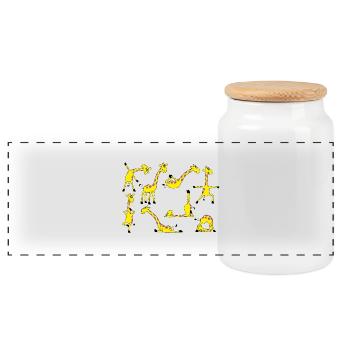 Yoga Giraffe - Panorama Keksdose mit Holzdeckel - Weiß - Vorne