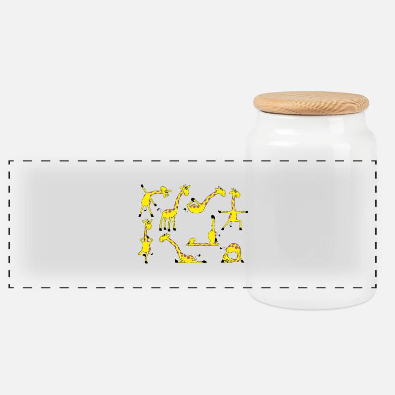 Yoga Giraffe - Panorama Keksdose mit Holzdeckel - Weiß