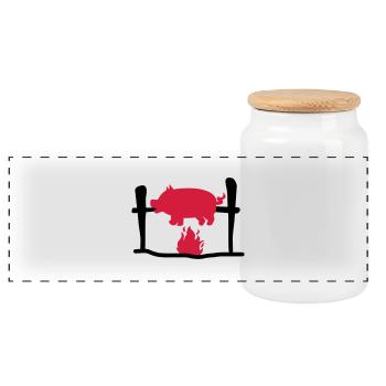 Griller - Boîte à biscuits avec couvercle en bois - blanc - Devant