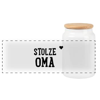 Stolze Oma - Panorama Keksdose mit Holzdeckel - Weiß - Vorne