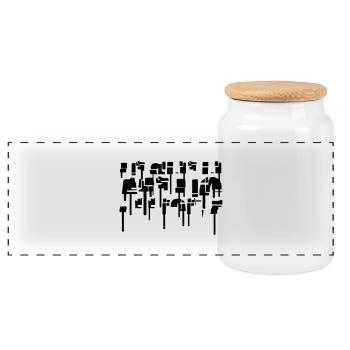 Abstract graffiti - Panoramic Cookie Jar with Wooden Lid - white - Front