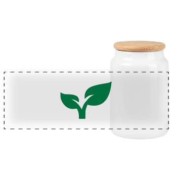 Plant - Panoramic Cookie Jar with Wooden Lid - white - Front