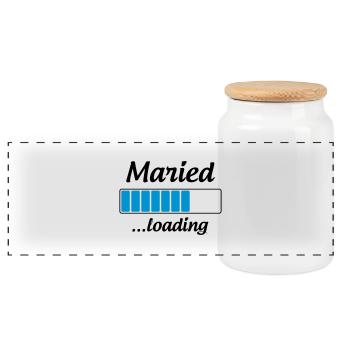Maried ...loading - Wedding - Panorama Keksdose mit Holzdeckel - Weiß - Vorne