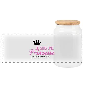 je suis une princesse et je t'emmerde - Panorama Keksdose mit Holzdeckel - Weiß - Vorne