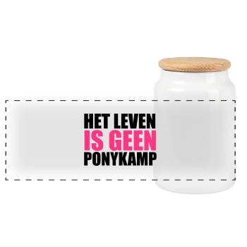 Het Leven is geen Ponykamp - Boîte à biscuits avec couvercle en bois - blanc - Devant