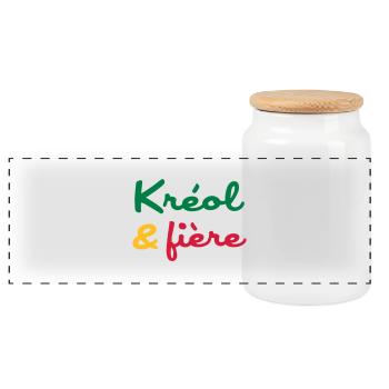 Créole / Martinique / Guadeloupe / Antilles - Boîte à biscuits avec couvercle en bois - blanc - Devant