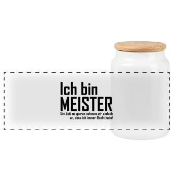 ich bin meister - Panorama Keksdose mit Holzdeckel - Weiß - Vorne