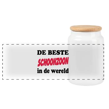 De beste schoonzoon in de wereld - Panoramic Cookie Jar with Wooden Lid - white - Front