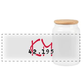 Marathonstrecke / marathon distance 42,195 km (2c) - Panoramic Cookie Jar with Wooden Lid - white - Front