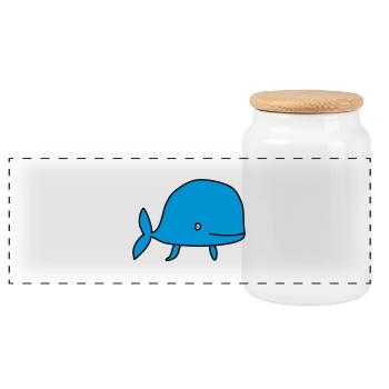 Whale / Wal / Baleine /Baby / Bébé / Birth [S] - Panoramic Cookie Jar with Wooden Lid - white - Front