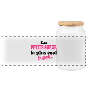 La petite-soeur la plus cool du monde !! - Panorama Keksdose mit Holzdeckel - Weiß - Vorne
