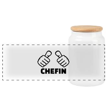 Chefin - Panorama Keksdose mit Holzdeckel - Weiß - Vorne
