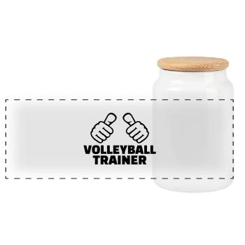 Volleyball - Panorama Keksdose mit Holzdeckel - Weiß - Vorne