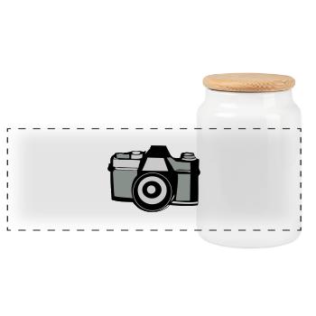 vintage_camera_1 - Panorama Keksdose mit Holzdeckel - Weiß - Vorne
