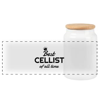 Cello Cellist Musik Musiker Musikerin - Panorama Keksdose mit Holzdeckel - Weiß - Vorne