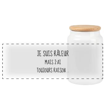 Râleur - Raleur - Citation - Humour - Comique - Boîte à biscuits avec couvercle en bois - blanc - Devant