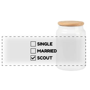Scout / Scouting / Pfadfinder / Pfadfinderin - Panorama Keksdose mit Holzdeckel - Weiß - Vorne