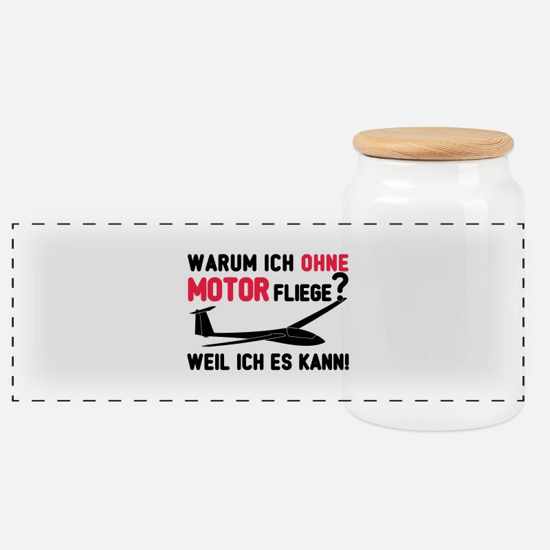Segelfliegen ohne Motor Geschenk - Panorama Keksdose mit Holzdeckel - Weiß
