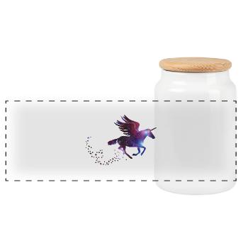 Unicorn Galaxy - Galaxie Einhorn - Boîte à biscuits avec couvercle en bois - blanc - Devant