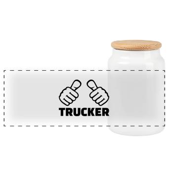 Trucker - Panorama Keksdose mit Holzdeckel - Weiß - Vorne