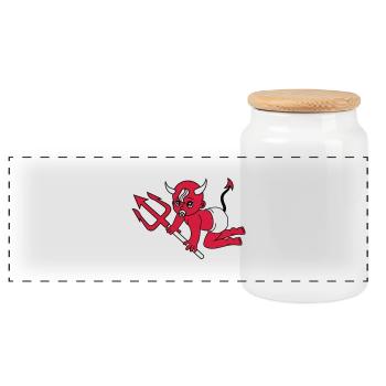 evil devil demon hell devil satan crawling pacifie - Panoramic Cookie Jar with Wooden Lid - white - Front