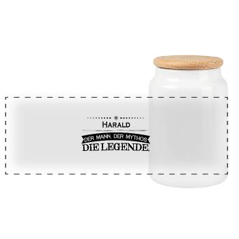 Mythos Legende Vorname Harald - Panorama Keksdose mit Holzdeckel - Weiß - Vorne