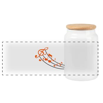 music notes design - Panorama Keksdose mit Holzdeckel - Weiß - Vorne