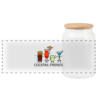 Cocktail Friends - Panoramic Cookie Jar with Wooden Lid - white - Front