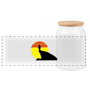 pinguin_sonnenuntergang - Panorama Keksdose mit Holzdeckel - Weiß - Vorne