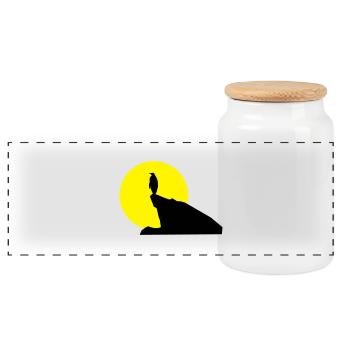 pinguin_bei_vollmond - Panorama Keksdose mit Holzdeckel - Weiß - Vorne