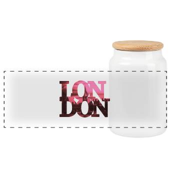 London - Panorama Keksdose mit Holzdeckel - Weiß - Vorne