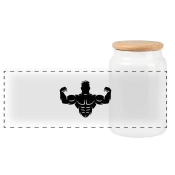Bodybuilder (Culturisme / Biceps / Biscoteau) - Boîte à biscuits avec couvercle en bois - blanc - Devant