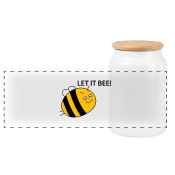 Funny bee - Panoramic Cookie Jar with Wooden Lid - white - Front