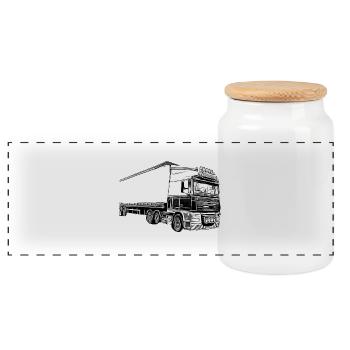 Camions - Boîte à biscuits avec couvercle en bois - blanc - Devant