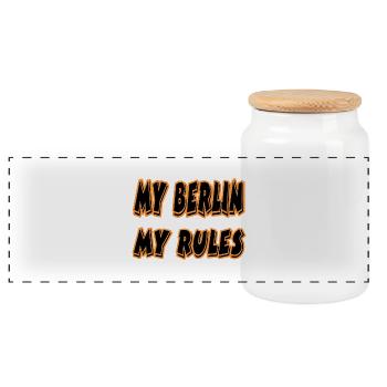 Berlin - Panorama Keksdose mit Holzdeckel - Weiß - Vorne