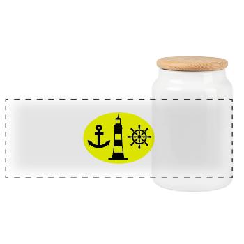 Sail - Panoramic Cookie Jar with Wooden Lid - white - Front